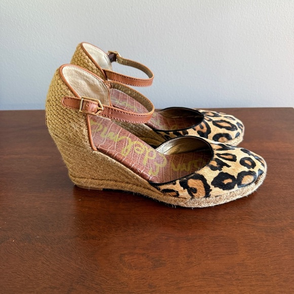 Sam Edelman Tan and Black Leopard Wedges - Picture 2 of 6